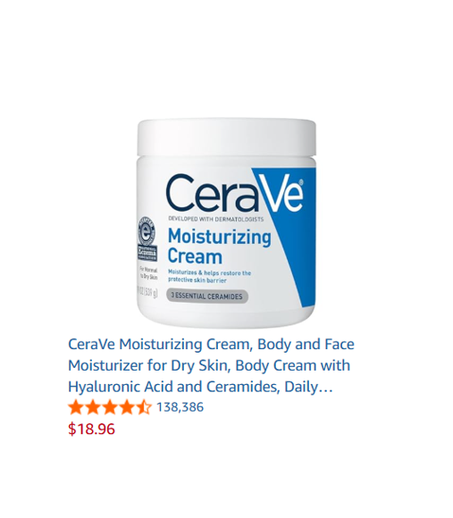 CeraVe Moisturizing Cream, Body and Face Moisturizer