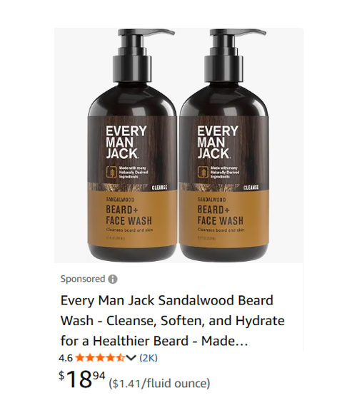Every Man Jack Sandalwood Beard Wash