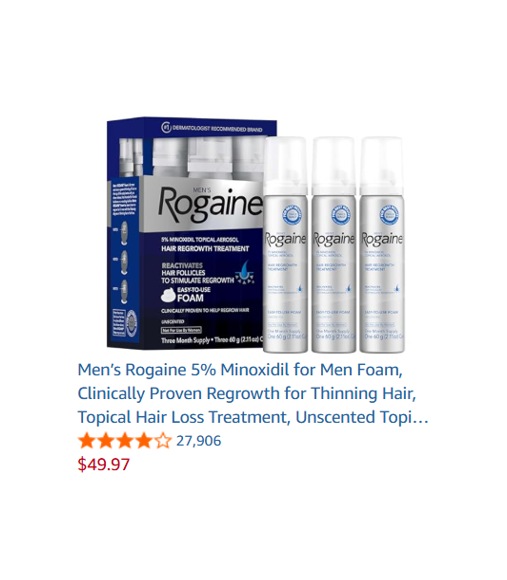 Men’s Rogaine 5% Minoxidil for Men Foam