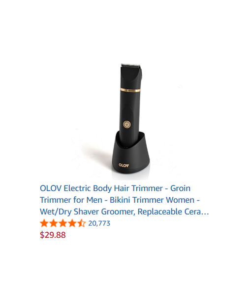 OLOV Electric Body Hair Trimmer - Groin Trimmer for Men