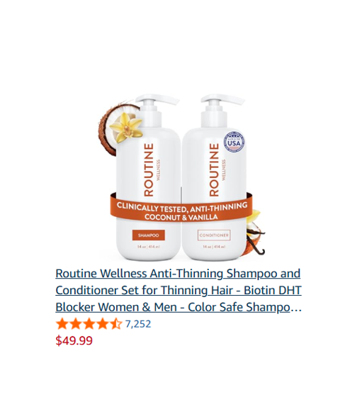 Routine Wellness Anti-Thinning Shampoo and Conditioner Set for Thinning Hair